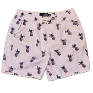 Hollister Jogger Shorts Epic Flex Pink With Pineapple Design, M